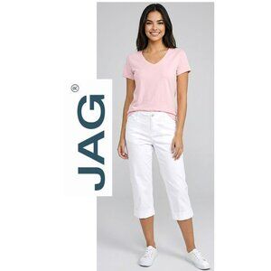 JAG JEANS, White slim fit cotton blend capri pants